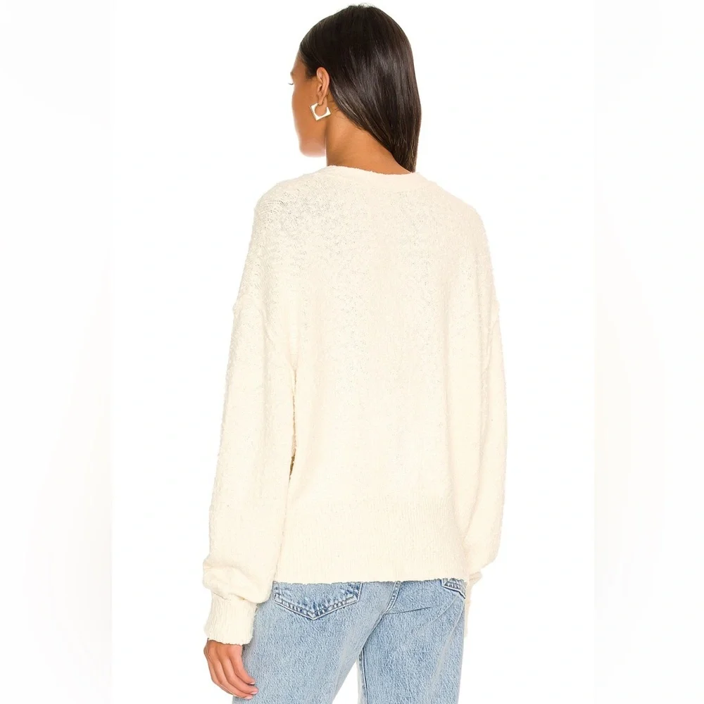 Free People Cream Button-Up V-Neck Sweater Cardigan
